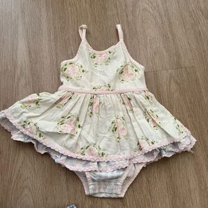 SweetHoney Pink & Cream Floral Sundress Bodysuit